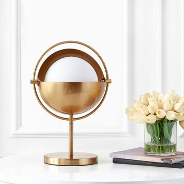 Casi 17.5" Iron/Glass Art Deco Mid Century Globe LED Table Lamp - JONATHAN Y